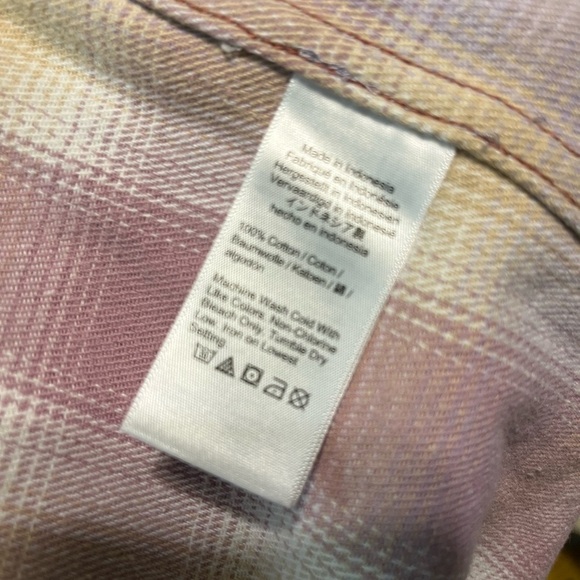 J. Crew Pink and Yellow Plaid Button Down Oversized cotton flannel shirt - Picture 6 of 8